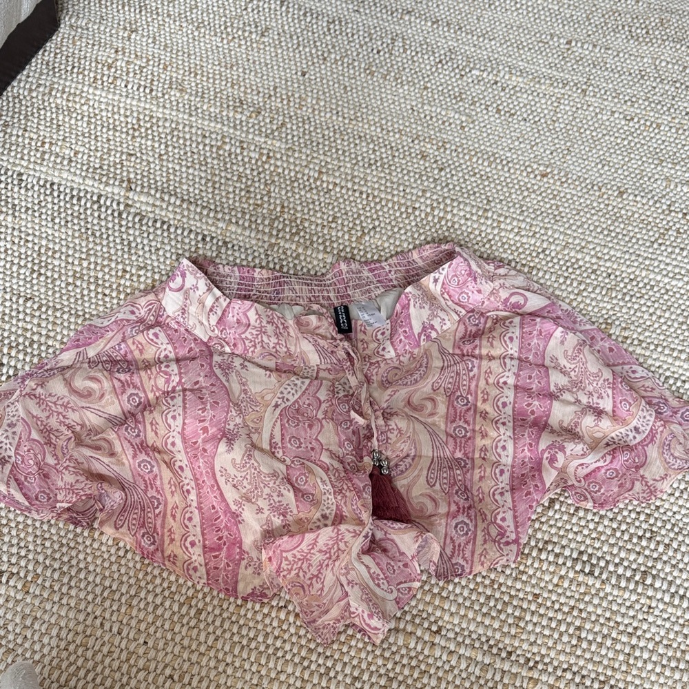 H&M Boho Pink Paisley Flowy Shorts